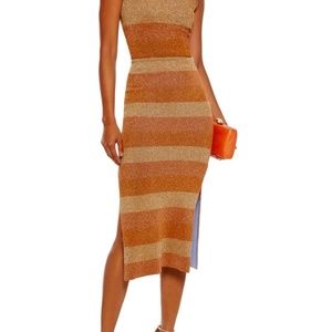 Herve Leger Metallic gold and bronze skirt medium NWT